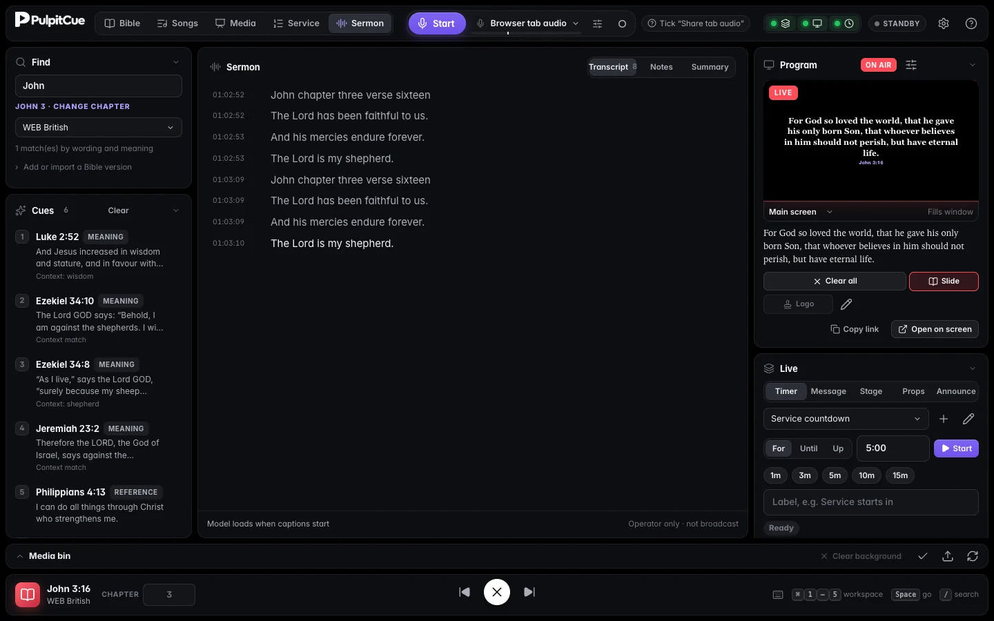 The live transcript beside notes and a summary.